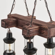 Allen Cross Pine Wood 4-Light Pendant Light